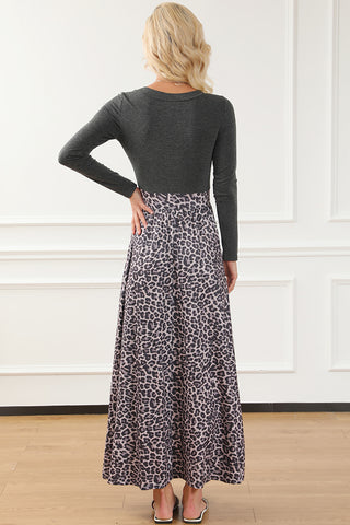 Leopard Long Sleeve Maxi Dress