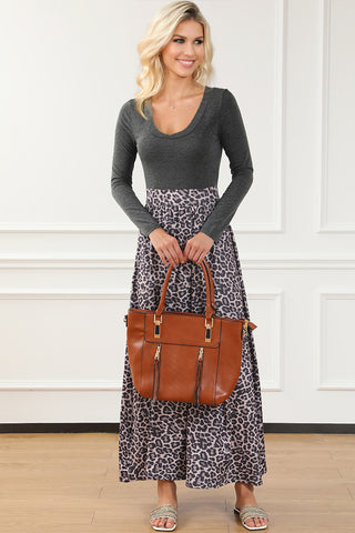 Leopard Long Sleeve Maxi Dress