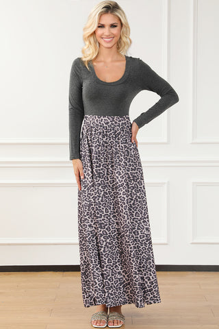 Leopard Long Sleeve Maxi Dress