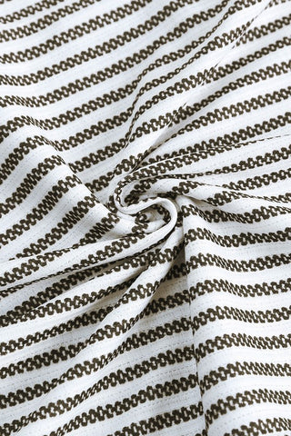 Striped Ruffle Sleeve Top - Gray