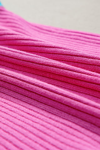 Ribbed Contrast Tank - Light Pink