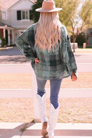 Colorful Plaid Shacket  - Blue