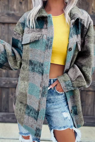 Colorful Plaid Shacket  - Blue