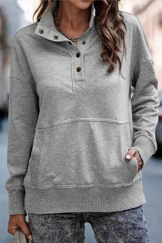 Henley Banded Sweatshirt - Gray