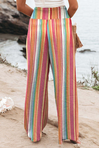 Smocked Waist Ultra Comfort Pants - Rainbow