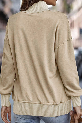 Henley Banded Sweatshirt - Apricot