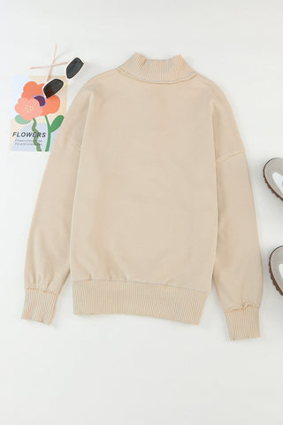 Henley Banded Sweatshirt - Apricot