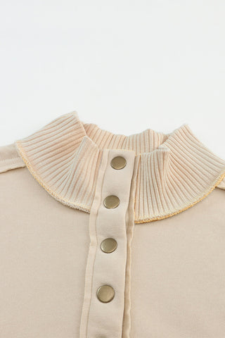 Henley Banded Sweatshirt - Apricot