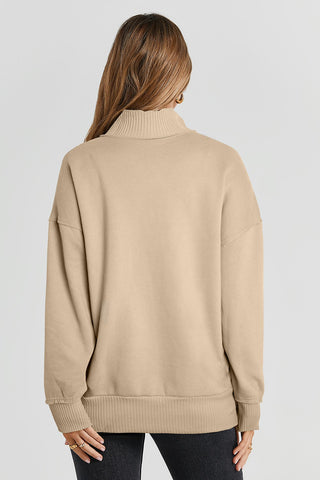 Henley Banded Sweatshirt - Apricot