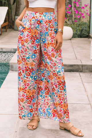 Retro Print Floral Pants