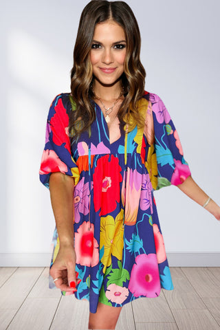 Bold Floral Shift Dress