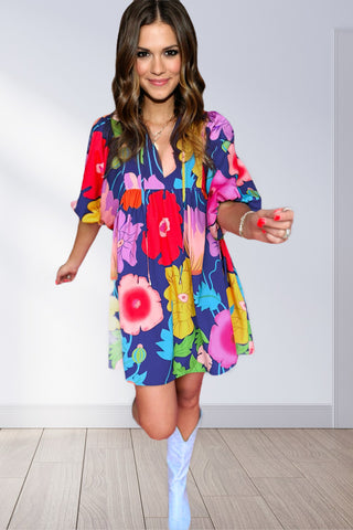 Bold Floral Shift Dress