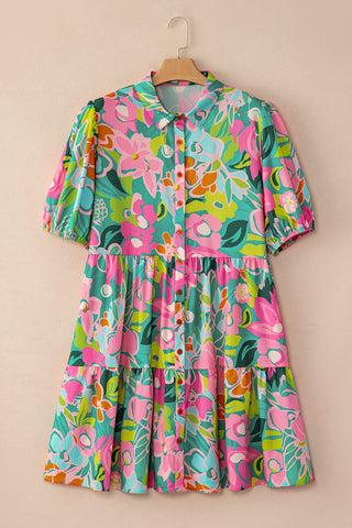 Summer Vibes Floral Shift Dress  - Green