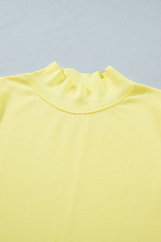 Mock Neck Sleeveless Top with Pockets - Yellow