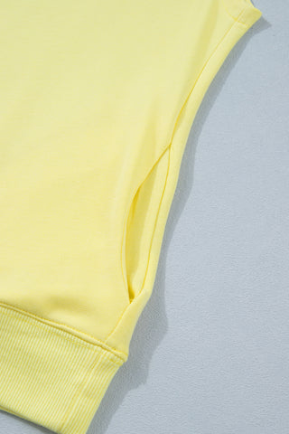 Mock Neck Sleeveless Top with Pockets - Yellow