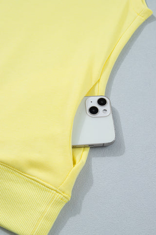 Mock Neck Sleeveless Top with Pockets - Yellow