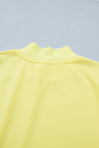 Mock Neck Sleeveless Top with Pockets - Yellow