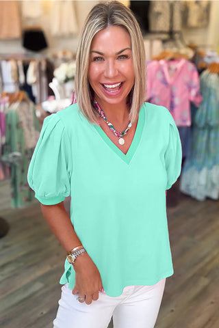 Mint Puff Sleeve Top