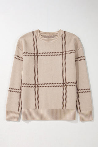 Windowpane Beige Sweater
