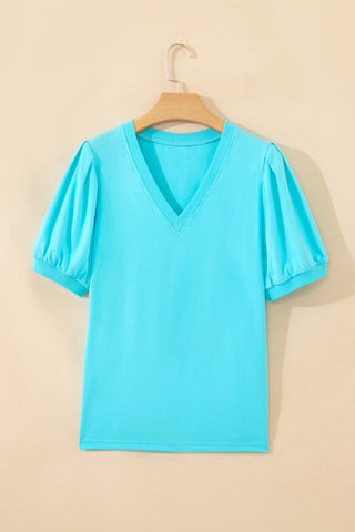 Aqua Puff Sleeve Top
