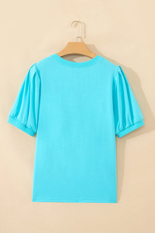 Aqua Puff Sleeve Top