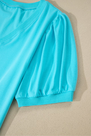 Aqua Puff Sleeve Top