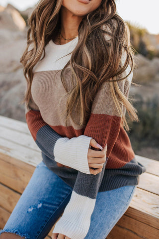 Sunset Palette Striped Sweater - Burgundy