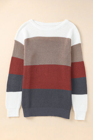 Sunset Palette Striped Sweater - Burgundy