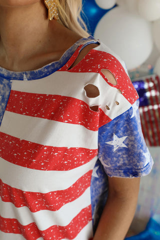 American Flag Top - Distressed