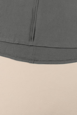 Bubble Sleeve Waffle Knit Top - Gray