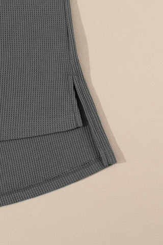 Bubble Sleeve Waffle Knit Top - Gray