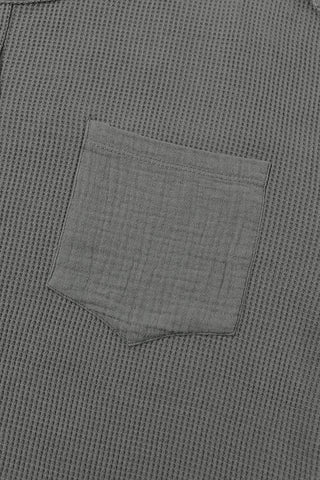 Bubble Sleeve Waffle Knit Top - Gray