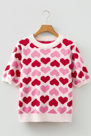 Short Sleeve Heart Sweater