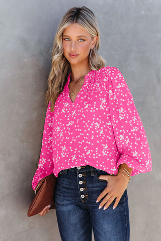 White Speckled Blouse - Hot Pink