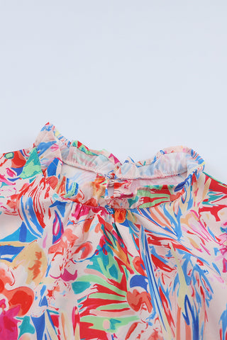 Tropical Floral Ruffle Sleeve Top
