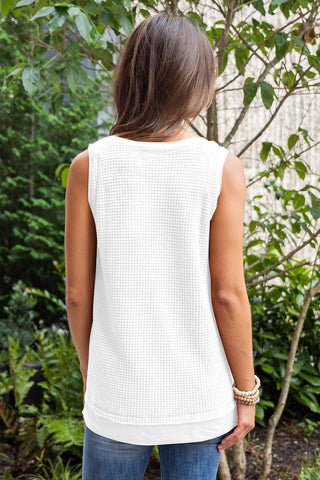 Flowy Waffle Weave Tank - White