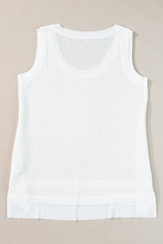 Flowy Waffle Weave Tank - White