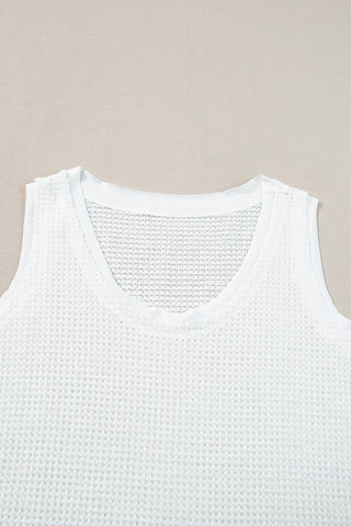 Flowy Waffle Weave Tank - White