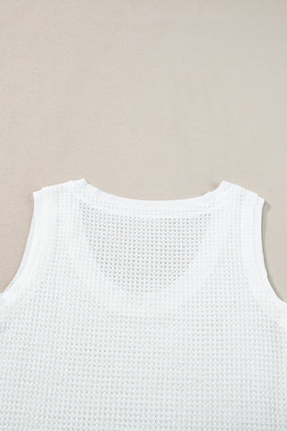 Flowy Waffle Weave Tank - White