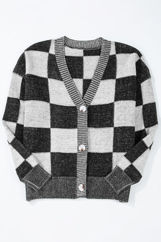 Checkered Cardigan - Black and White