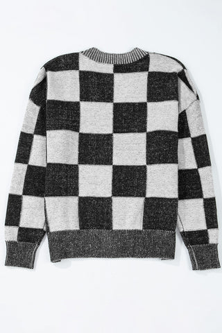 Checkered Cardigan - Black and White