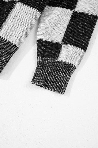 Checkered Cardigan - Black and White