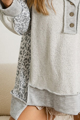 Henley Leopard Sweatshirt