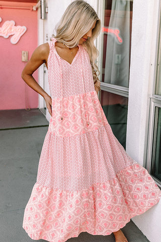 Summer Vibes Boho Maxi Dress - Pink