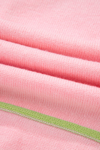 Striped Henley Sweater - Pink