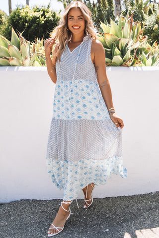 Summer Vibes Boho Maxi Dress - Blue