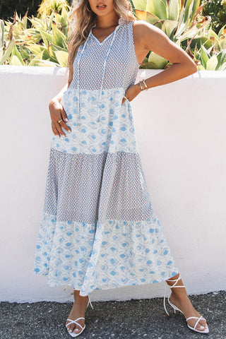 Summer Vibes Boho Maxi Dress - Blue