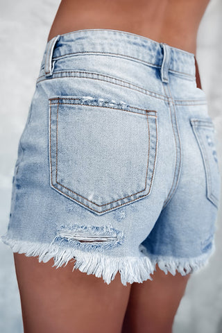 Distressed Stretchy Jean Shorts
