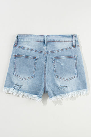 Distressed Stretchy Jean Shorts