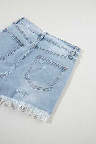 Distressed Stretchy Jean Shorts